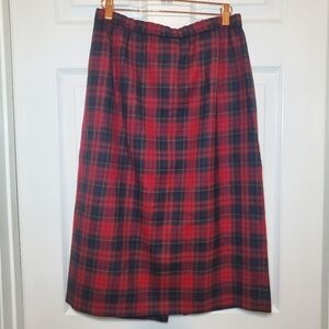 Vtg Pendleton Virgin Wool Skirt A Line Red Blue Tartan Plaid Tag Sz 12